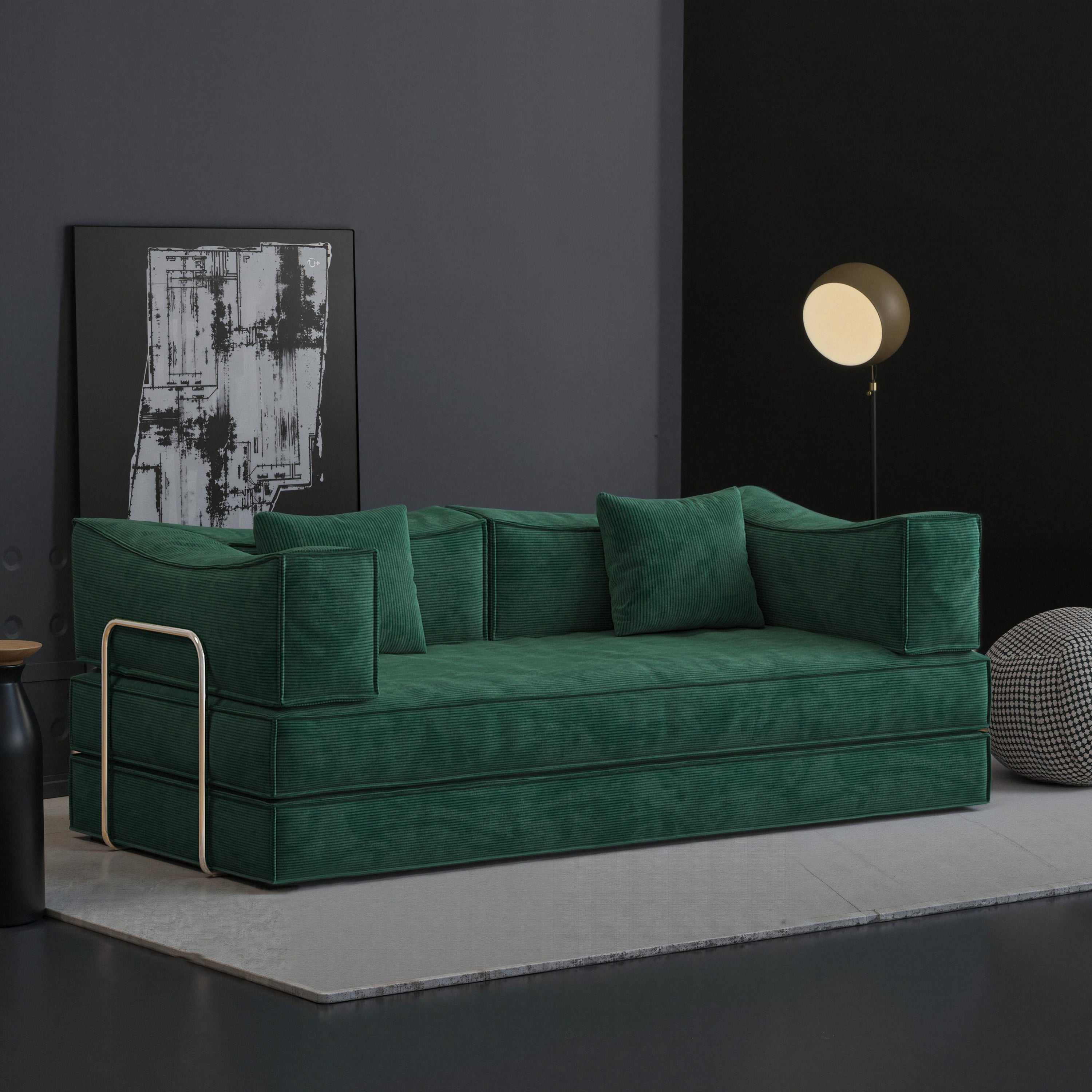 78.8 inch  Modular sofa, convertible pudding block sofa, floor-standing sofa bed with armrests and comfortable sofa bed, compression sofa for living room and bedroom -  (Green)