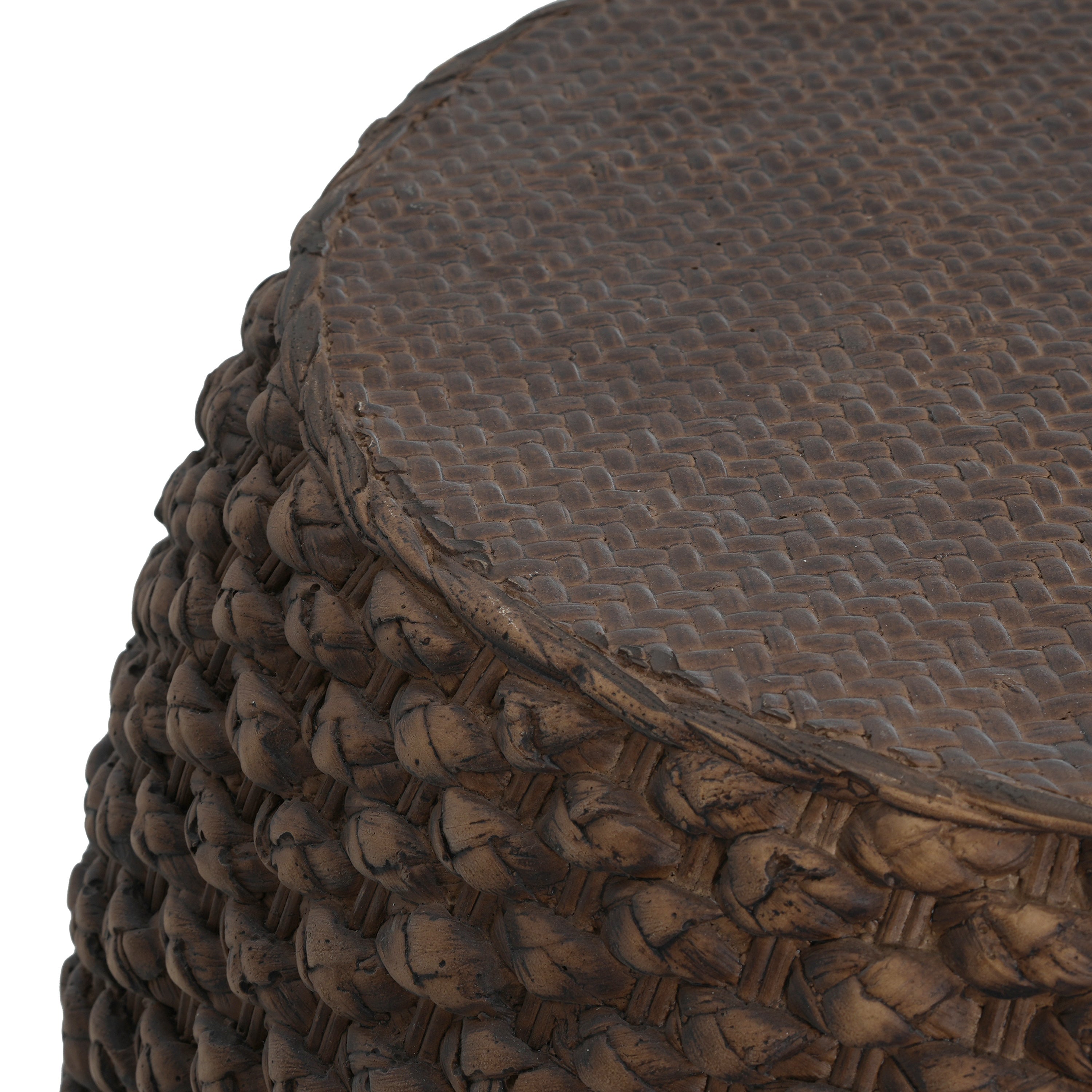 Faux Rattan Side Table for Both Indoor and Outdoor Use, Handmade MgO, Brown