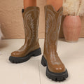 Round Toe Block Heels Boots