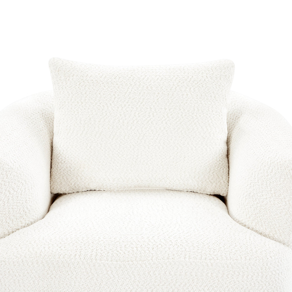 360° Swivel Barrel Sofa Chair with Throw Pillow, Chenille Upholstered Accent Chair, Beige, 38.2'