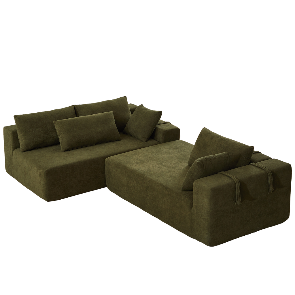 Modern Chenille Upholstered Sectional Sofa Couch Set,Modular 108' L Shaped Sectional Living Room Sofa Set With 6 Pillows,Free Combination Sofa Couch for Living Room,Bedroom(Left Chaise)