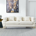 81 Inch Oversized 3 Seater Sectional Sofa, Living Room Comfort Fabric Sectional Sofa - Deep Seating Sectional Sofa, Soft Sitting with 3 Pillows for Living Room,Bedroom,White teddy(Ivory)(W834S00036)
