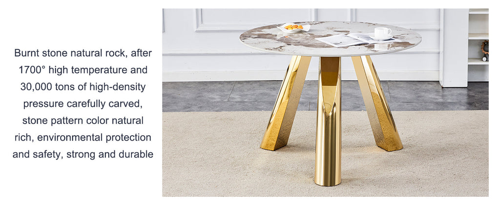 42' Luxury Sintered Stone Table: 0.45' Durable Top + 6' Steel Legs, 350lb Capacity, Stain/Heat-Resistant White/Gray Veined Surface - Modern Minimalist Design