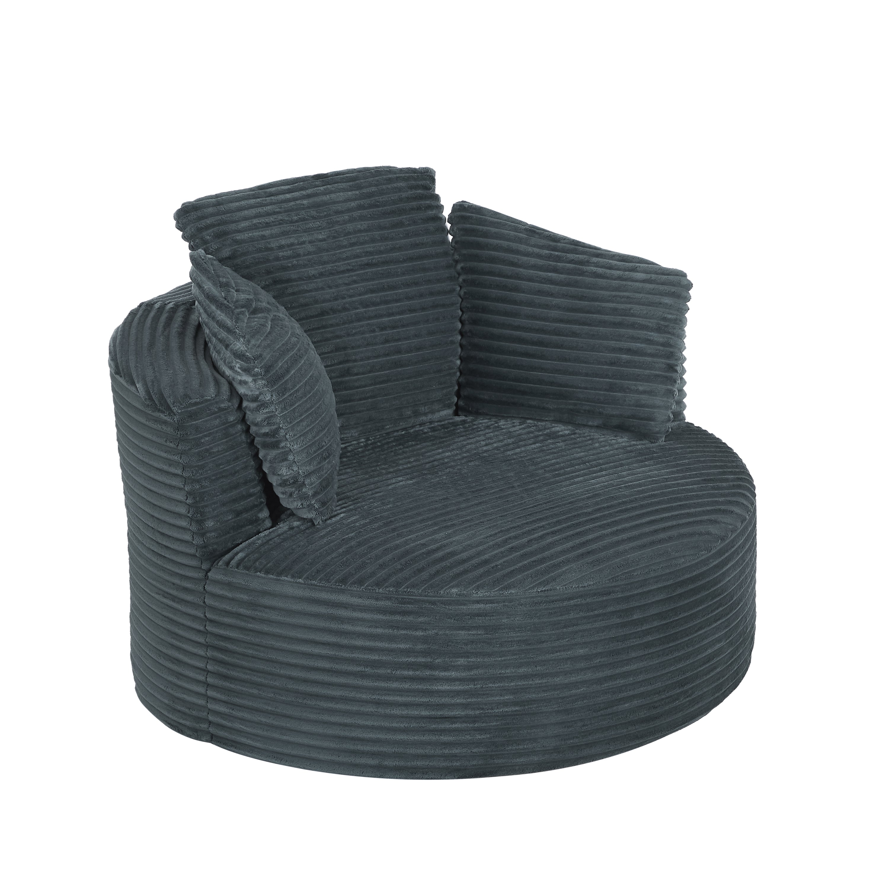 Compressible Corduroy Round Chair with Cushioned Backrest - Modern Comfort Seating for Living Room,Office,Apartment(no swivel)