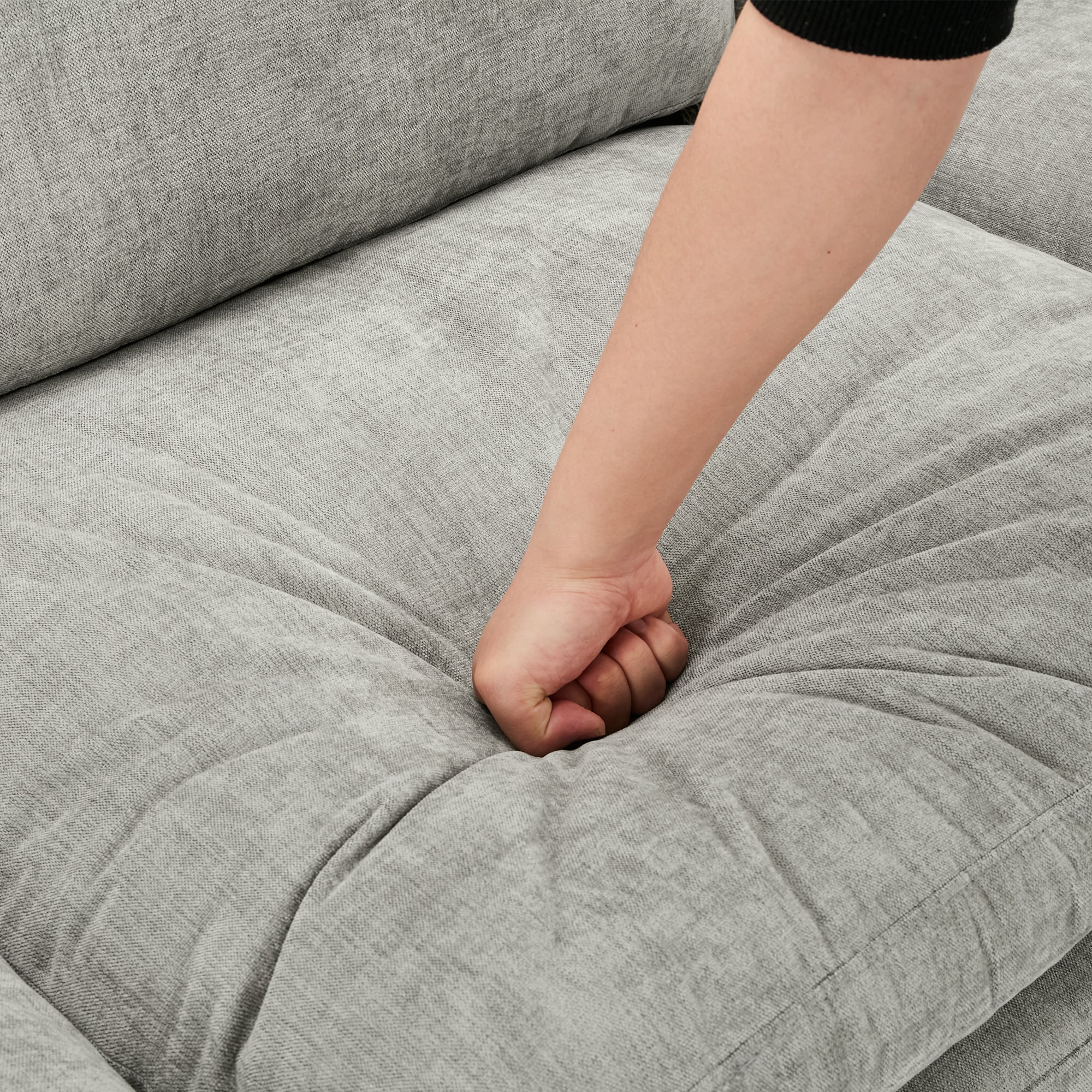 Cozy Upholstered Sofa Set Oversized Comfy Cloud Sofa Double Cushion Sofa Group Plush Cushion Sofa Couch for Living Room, Light Grey