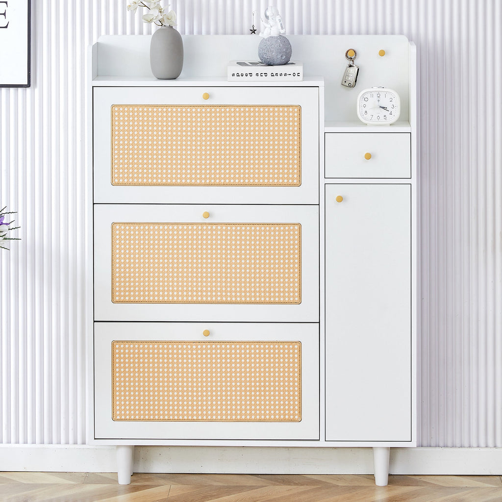 Modern minimalist storage cabinet, Japanese rattan shoe cabinet, bed top cabinet, small home furniture. Suitable for corridors and living rooms. GZ-DI-03
