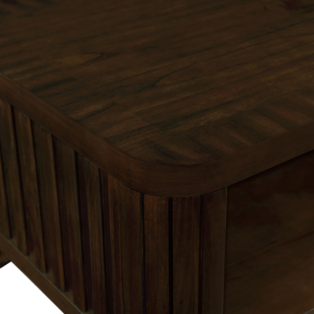 Rectangular Wood Coffee Table for Living Room, 41.5-Inch Coffee Table with Solid Wood Legs, Wood Center Table Tea Table with Open Storage Shelf. Easy Assembly,  Espresso