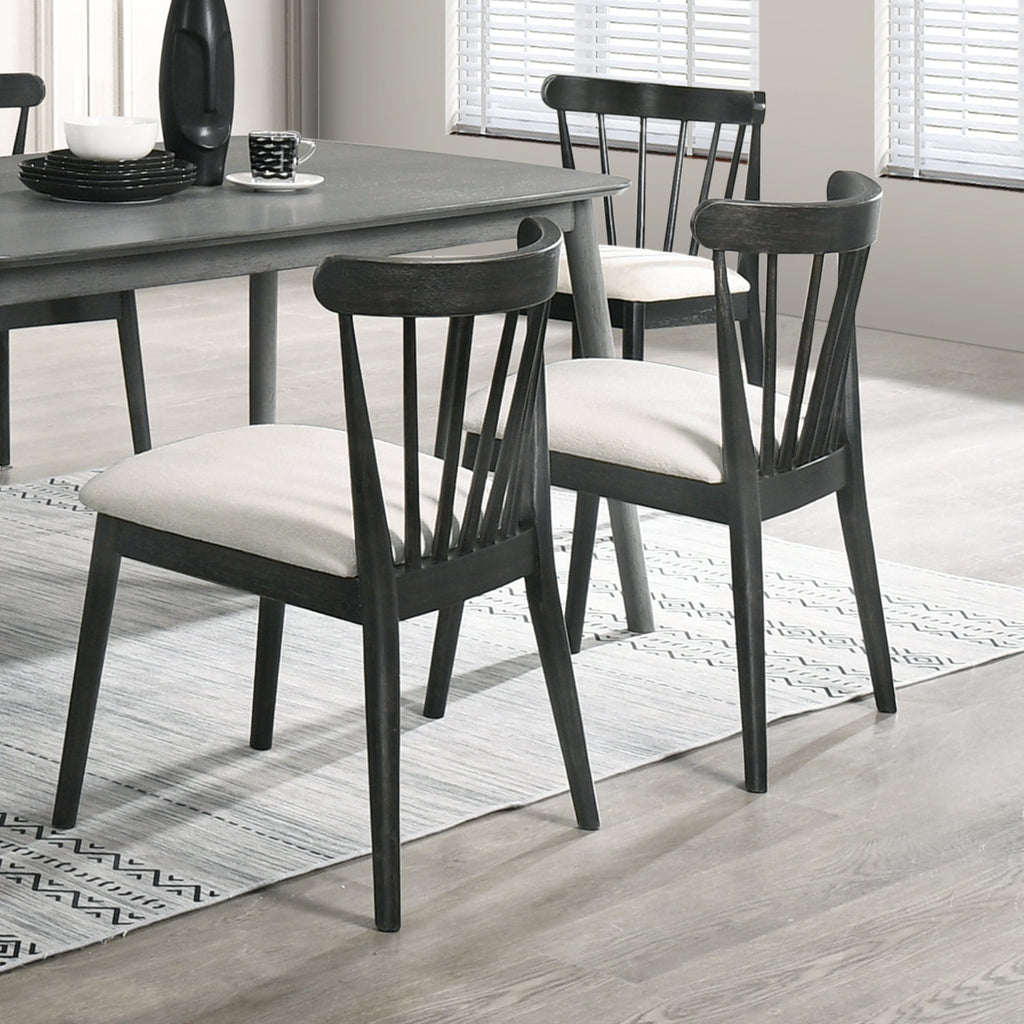 Set of 2 Dining Side Chairs, Solid Wood Frame, Rustic Farmhouse Style, Easy Assembly