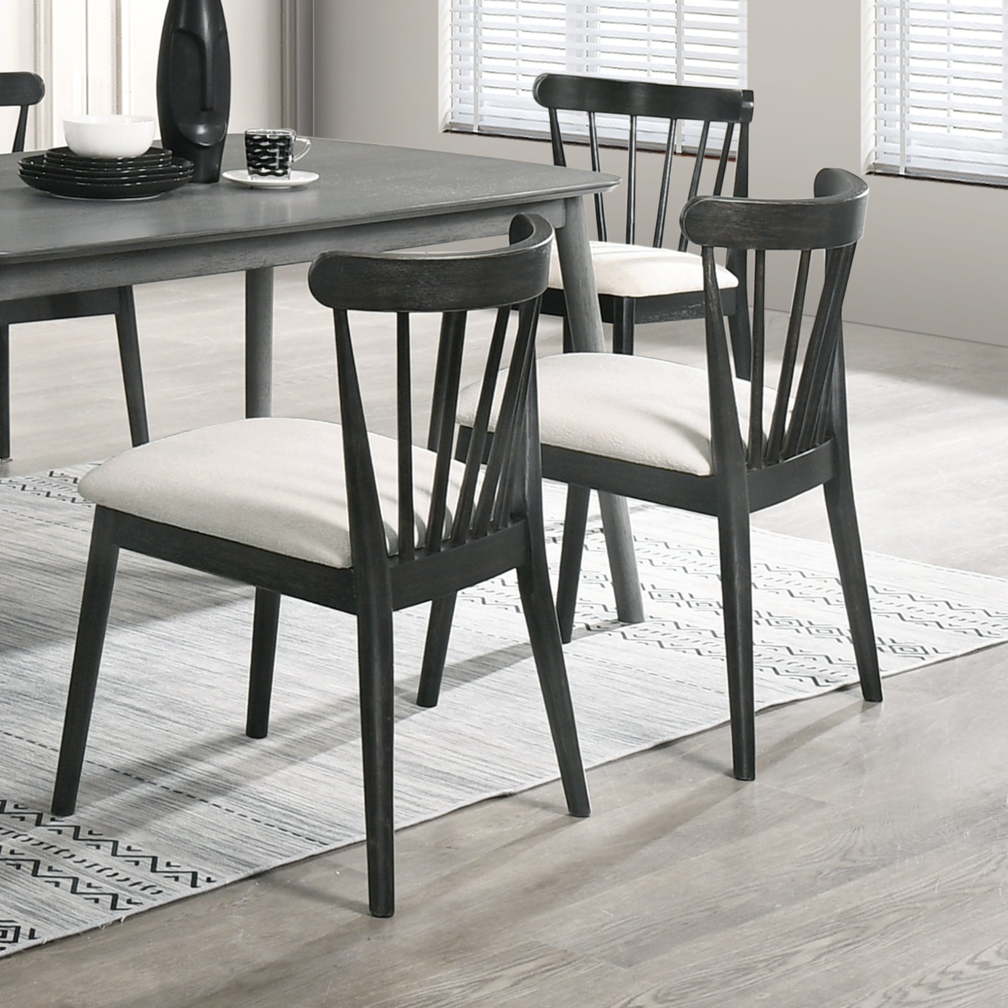 Set of 2 Dining Side Chairs, Solid Wood Frame, Rustic Farmhouse Style, Easy Assembly