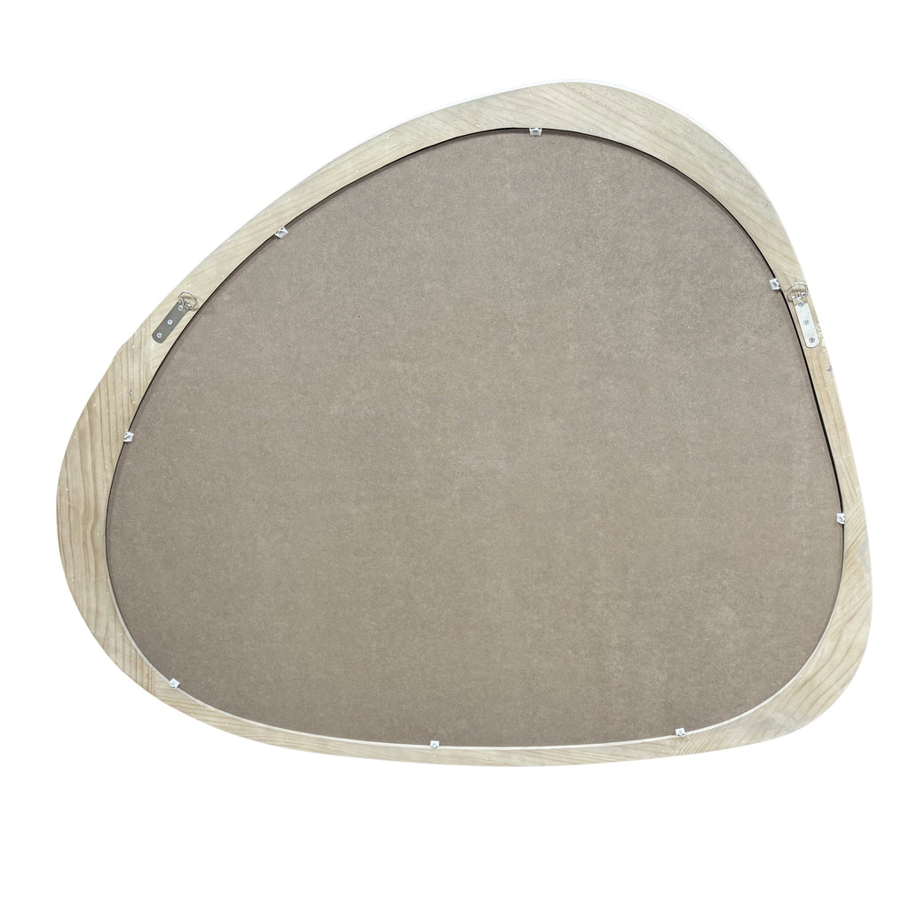 Solid Wood Mirror 45 Inch Asymmetrical Wall Mirror Wooden Framed Mirror Large Sized Dressing Mirror, for Living Room, Bedroom, Bathroom, Hallway or Entry Way, Natural Wood Washed