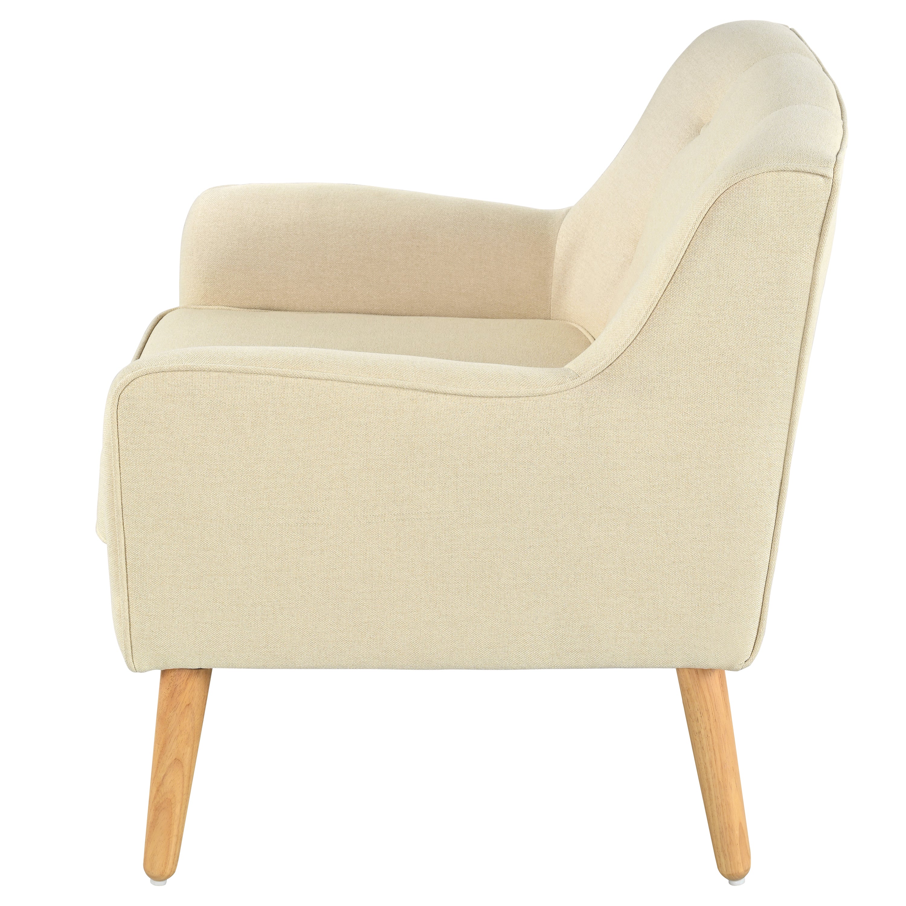 Mid-Century Modern Armchair - Tufted Fabric Accent Chair with Solid Wood Legs for Living Room, Bedroom & Office - Comfortable Polyester Upholstery - Classic Button-Tufted Back & Tapered Design