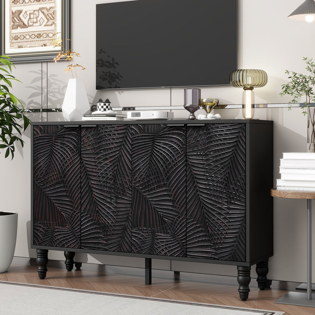 U-Can 47.2'' Modern TV Stand, Entertainment Center Media Console with 2 Spacious Storage Space, Solid Wood Legs and Anti-tip Device For Living room, Up to 43''