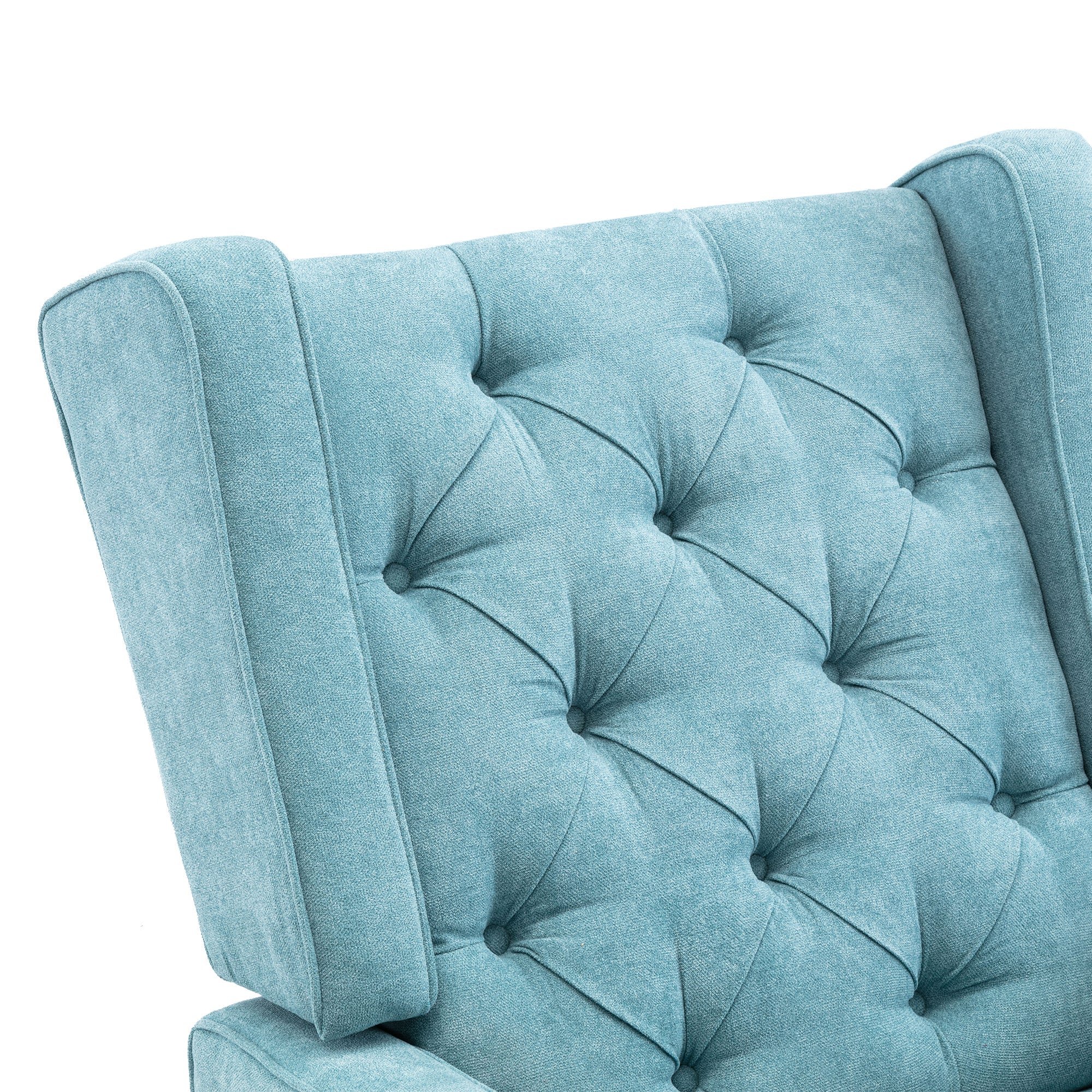 COOLMORE Nursery Rocking Chair Upholstered Mid Century Modern Rocker Oversized Armchair for Living Room with Solid Wood Base (Mint Green)