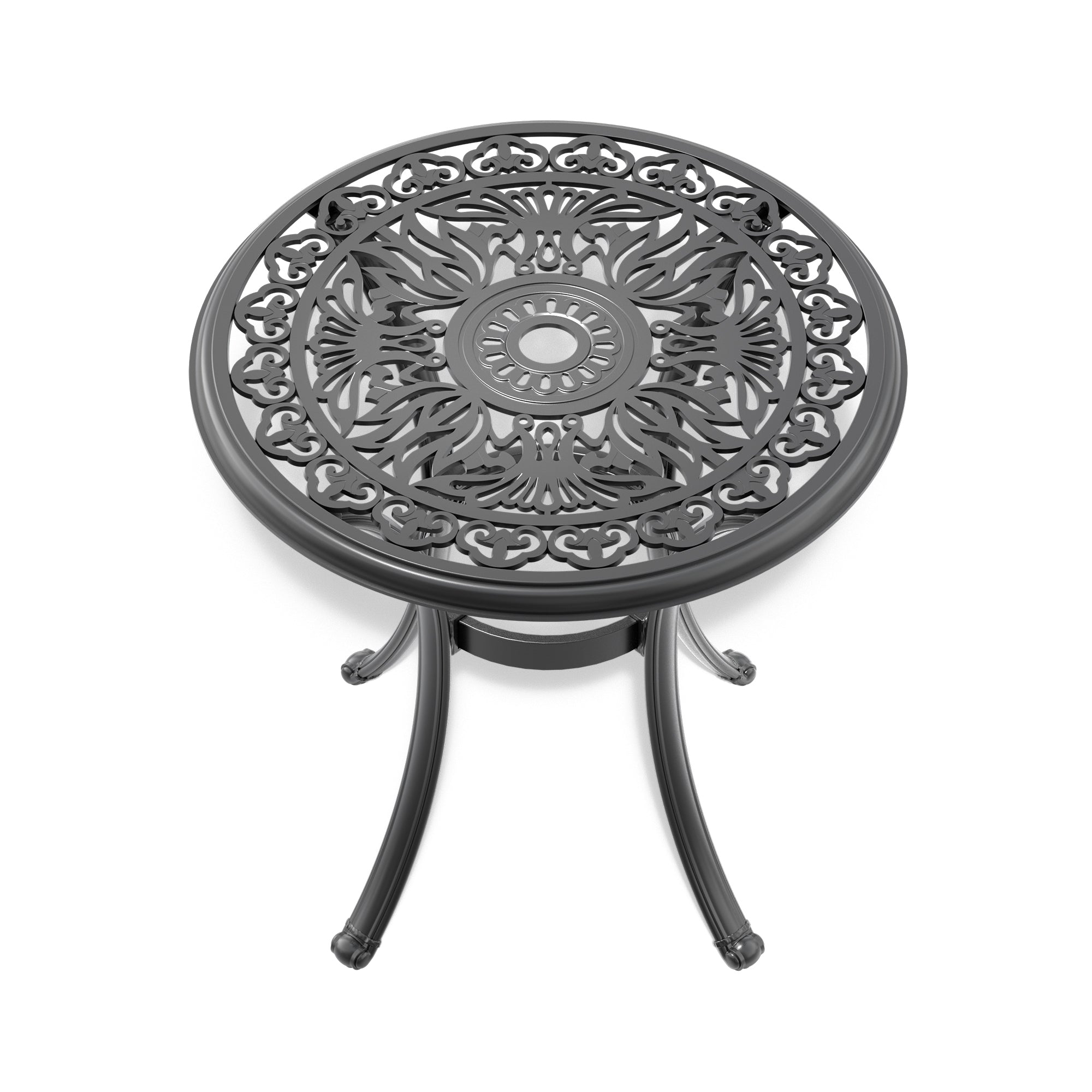3-Piece Set Of All-Weather Cast Aluminum Dining Furniture Set With Black Frame