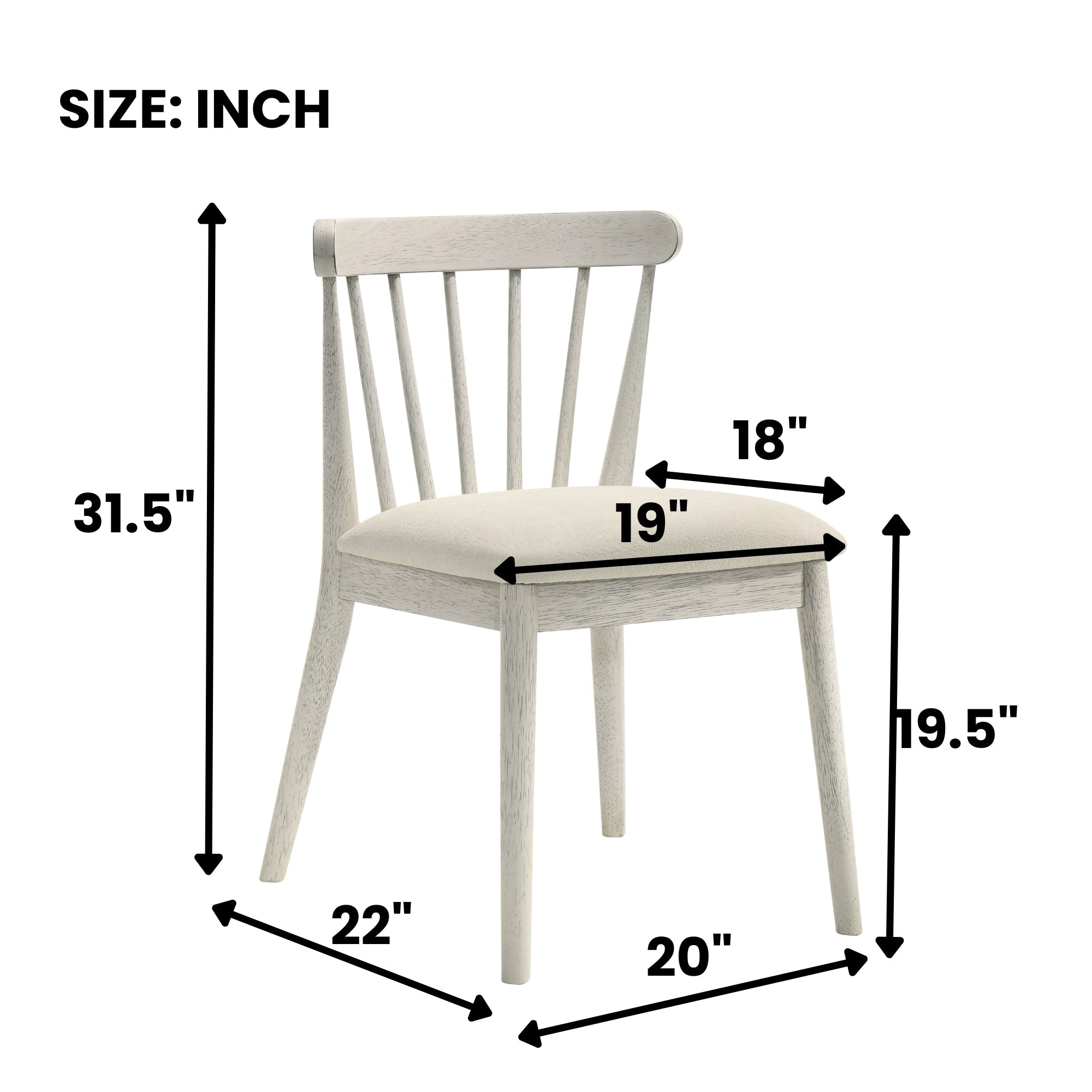 2-Piece Rustic Dining Side Chair Set, Solid Wood Frame, Farmhouse Design, Easy Assembly