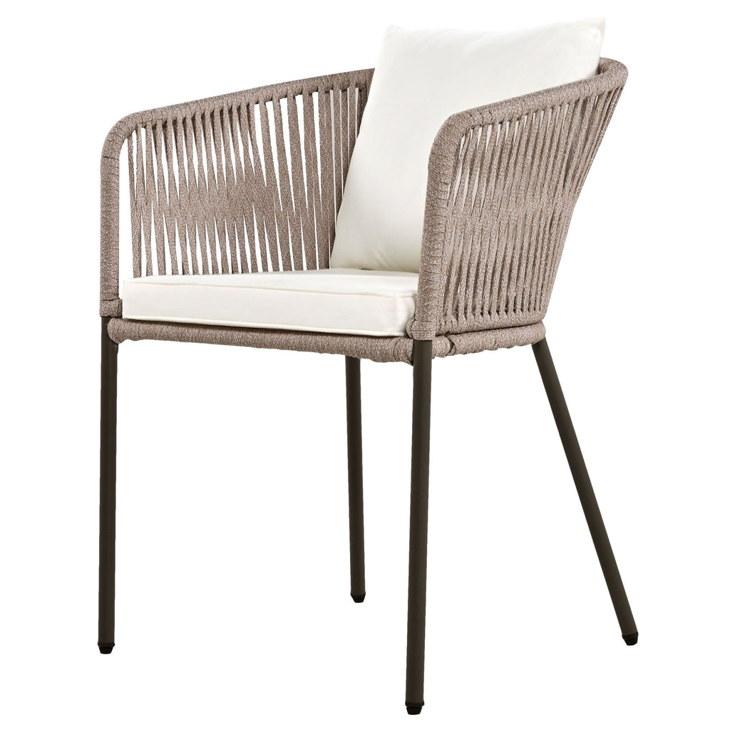 GO 7 Pieces Patio Dining Set, All-Weather Outdoor Furniture Set with Dining Table and Chairs, Acacia Wood Tabletop, Metal Frame, for for Garden, Backyard, Balcony, Beige