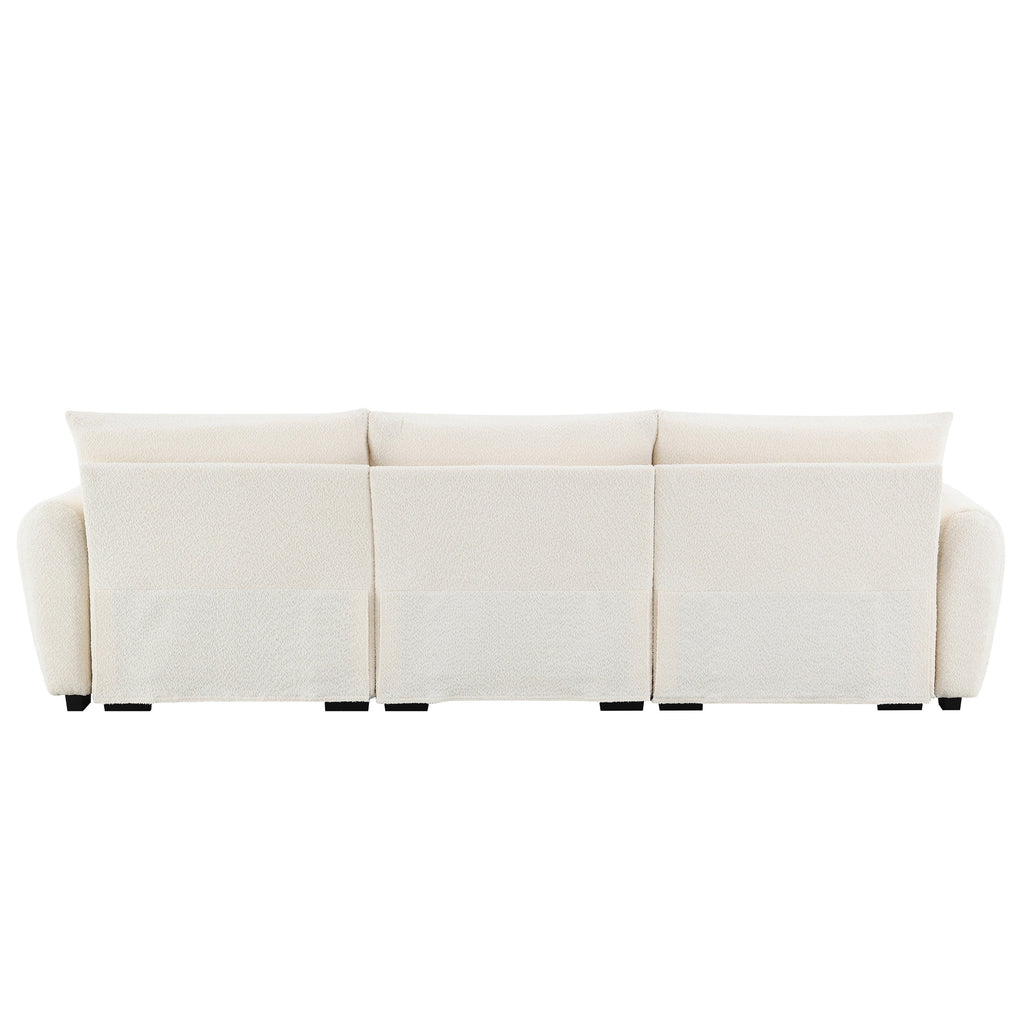 110' Modular Sectional Sofa, L Shape with Extra-large Seat, Pull-line Design, Movable Ottoman, High Density Foam, Free Combination, Sturdy Metal&Wood Frame, Boucle Fabric, 3 Colors