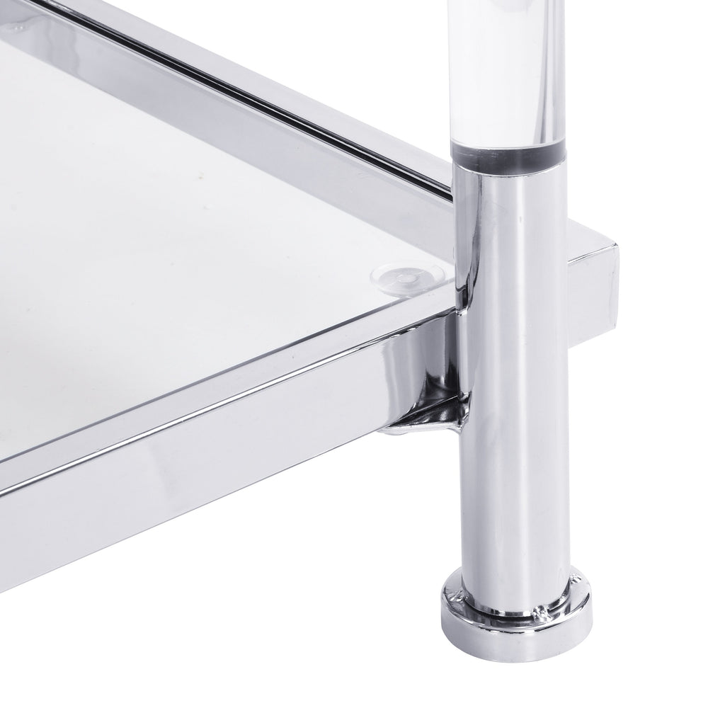 43.31'' Chrome Glass Sofa Table, Acrylic Side Table, Console Table for Living Room& Bedroom
