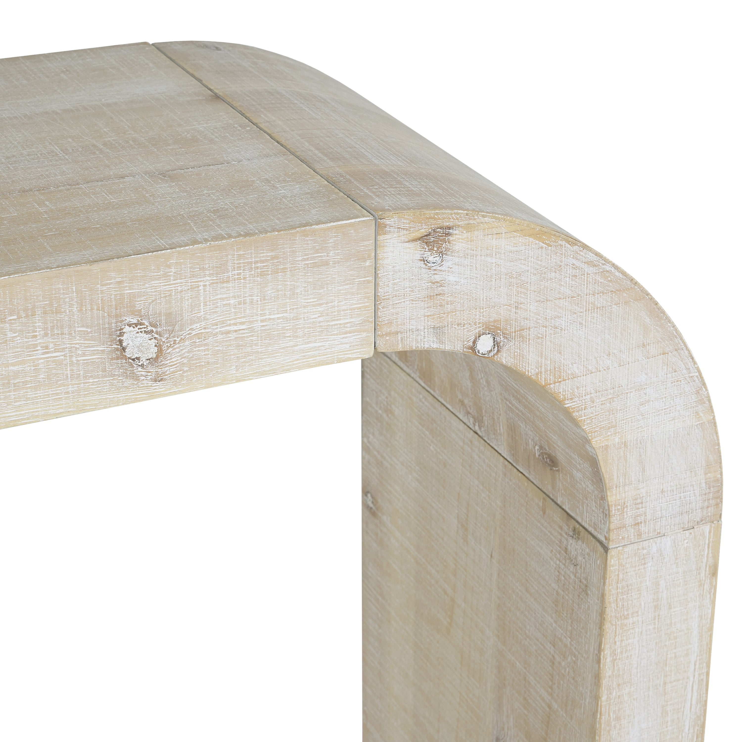 Mirod 52' Wood Console Table with Curved Edge, Natural Texture, Perfect for Entryways and Living Rooms