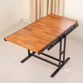 Extendable Dining Table Convertible 2 in 1 Shelf to Table with Metal Frame Industrial and Rustic Style for Small Spaces, Kitchen & Dining Room
