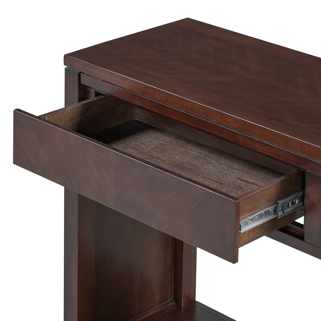 TREXM 55' Console Table, Rustic Wooden Entryway Table with Storage Drawers and Open Shelf, Elegant Sofa Table for Hallway and Living Room (Espresso)