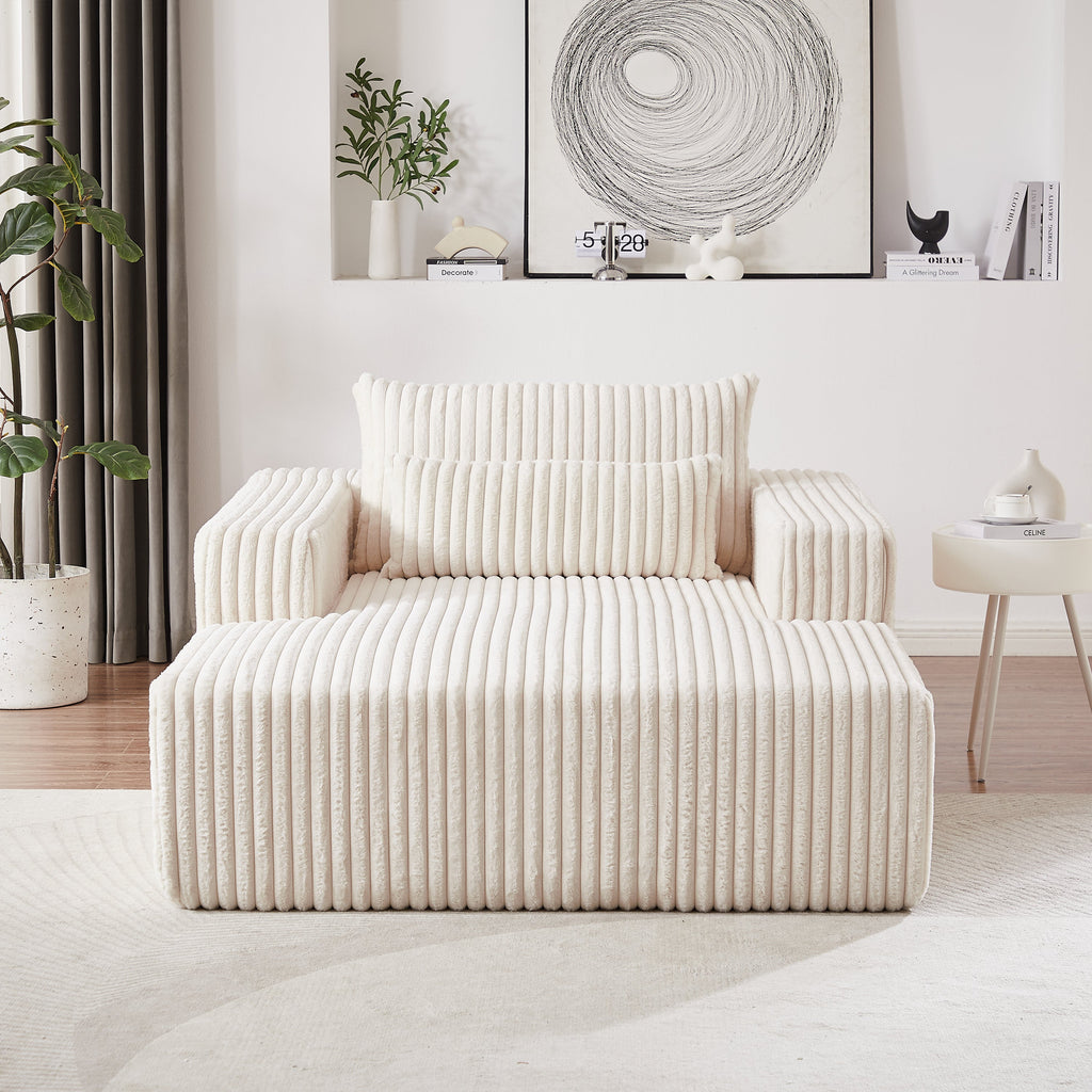 75-Inch Corduroy Sponge Sofa Lounge Chair,No Assembly Required,Fluffy Modern Sleeper Chair for Indoor Living Room Bedroom