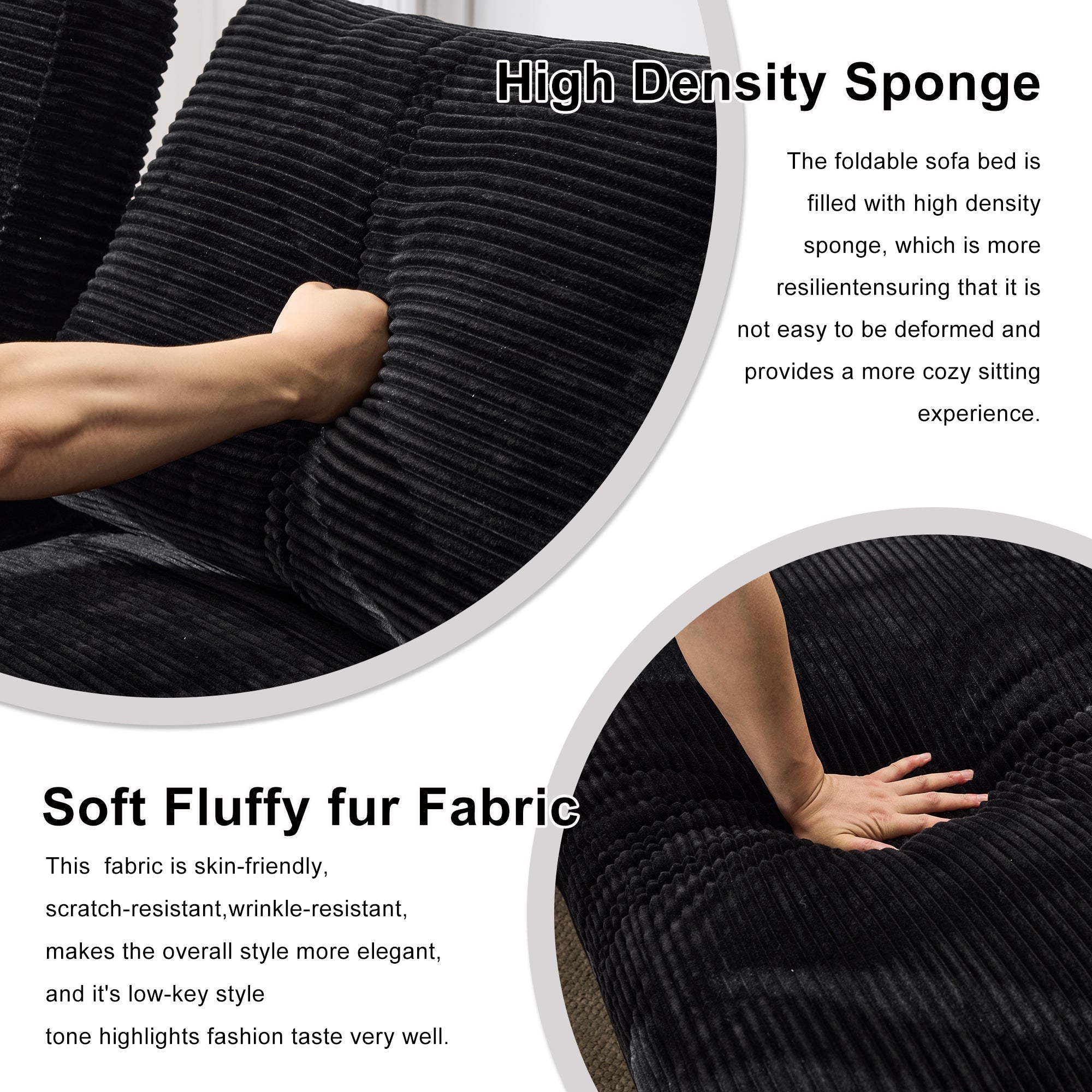 99*69' Modular Sectional Living Room Sofa Set, Modern Minimalist Style Couch, Upholstered Sleeper Sofa for Living Room, Bedroom, 2 PC Free Combination, Installation-free Sofa, L-Shape, Black
