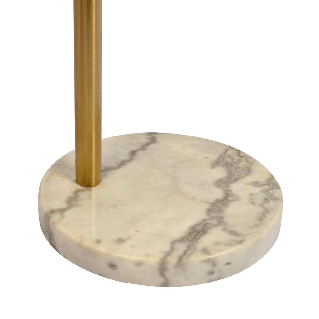Oasis Long Arm Gold Brass Adjustable Floor Lamp with Round White Marble Base