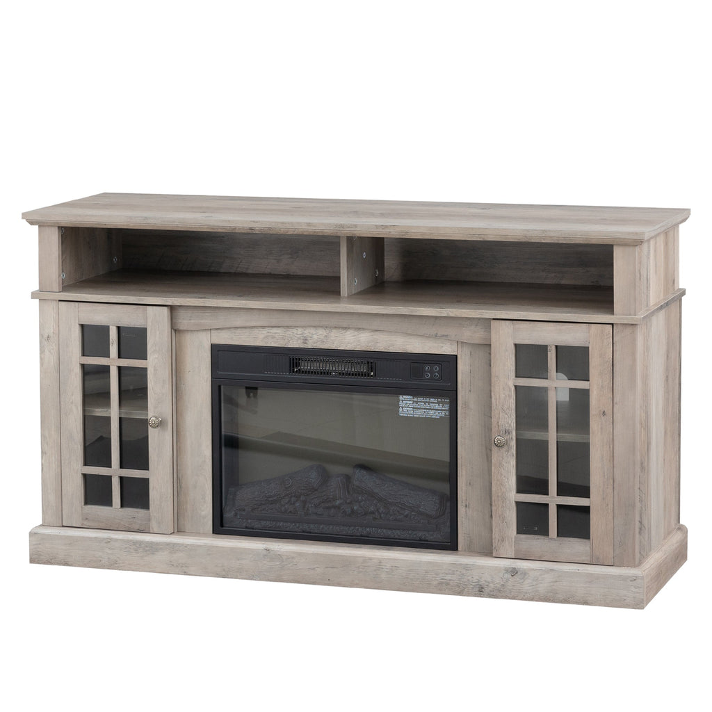 TVstand,media console,storage cabinet,entertainment center,with electronicfireplace,Install theLEDBluetooth band,using the latest infrared heating technology,electronic flame beautiful,safe color:Gray