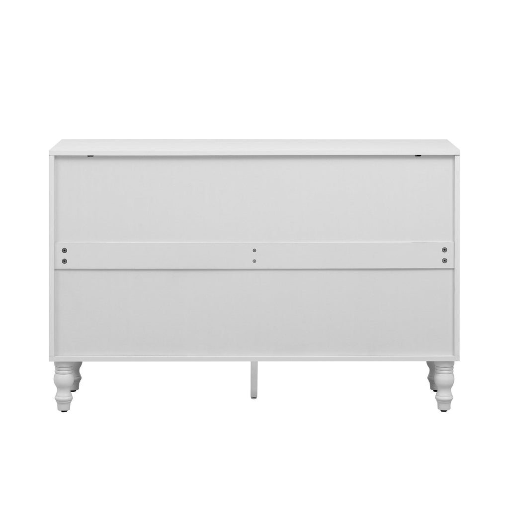 U-Can 47.2'' Modern TV Stand, Entertainment Center Media Console with 2 Spacious Storage Space, Solid Wood Legs and Anti-tip Device For Living room, Up to 43''