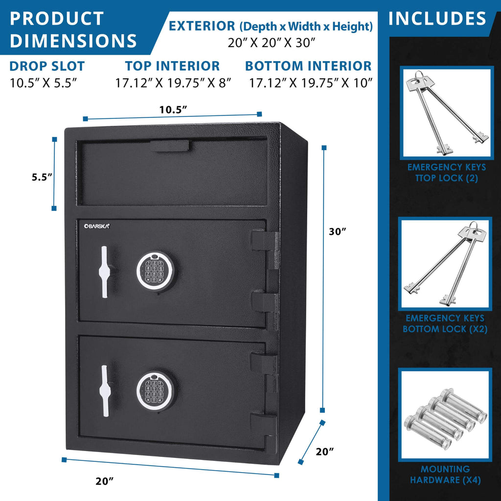 Barska 1.60 Cu.Ft Digital Depository Dual Compartment Security Safe (SAK76021)