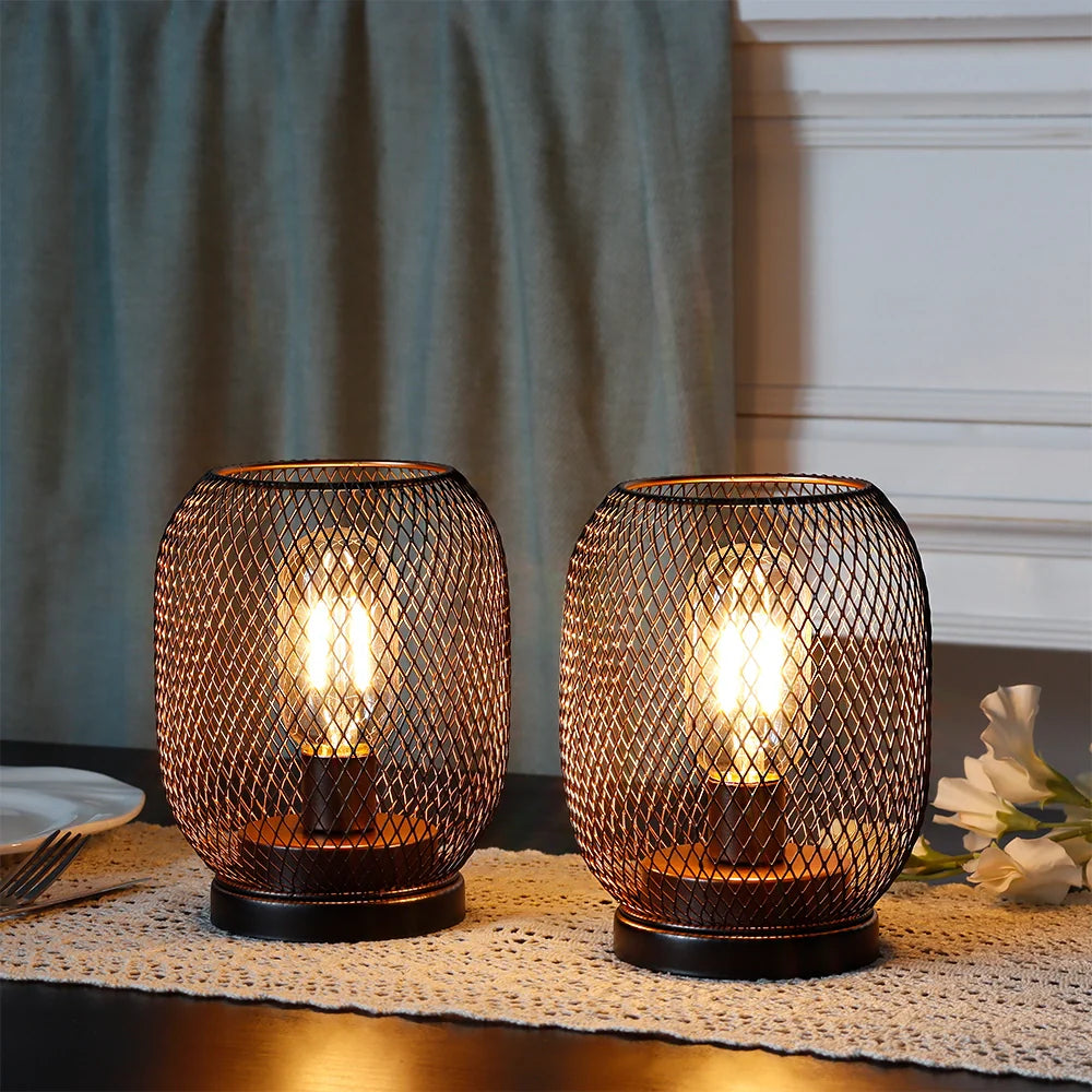 Set of 2 Tall Battery Powered Outdoor Table Lamp