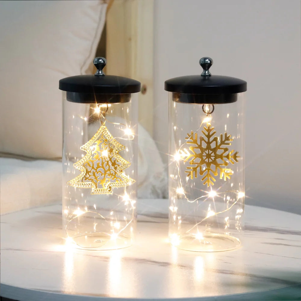 Set of 2-7"H Battery Powered Lights(Gold Leaf Pendant )