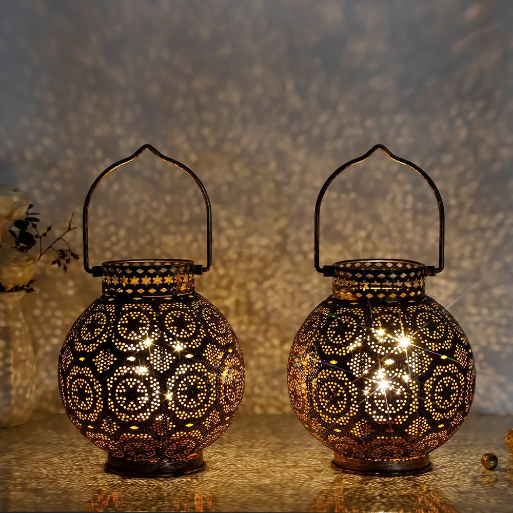 Set of 2 Moroccan Style Metal Table Lamp