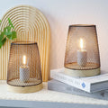 Set of 2-7"H Metal Mesh Table Lamp (with Wooden Base)