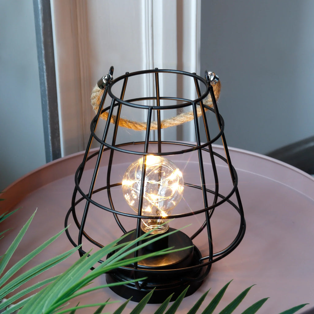 8.5" Tall Battery Powered Outdoor Table Lamp Black