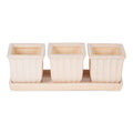 WHITE SQUARE CERAMIC SMALL PLANTER SET OF 3