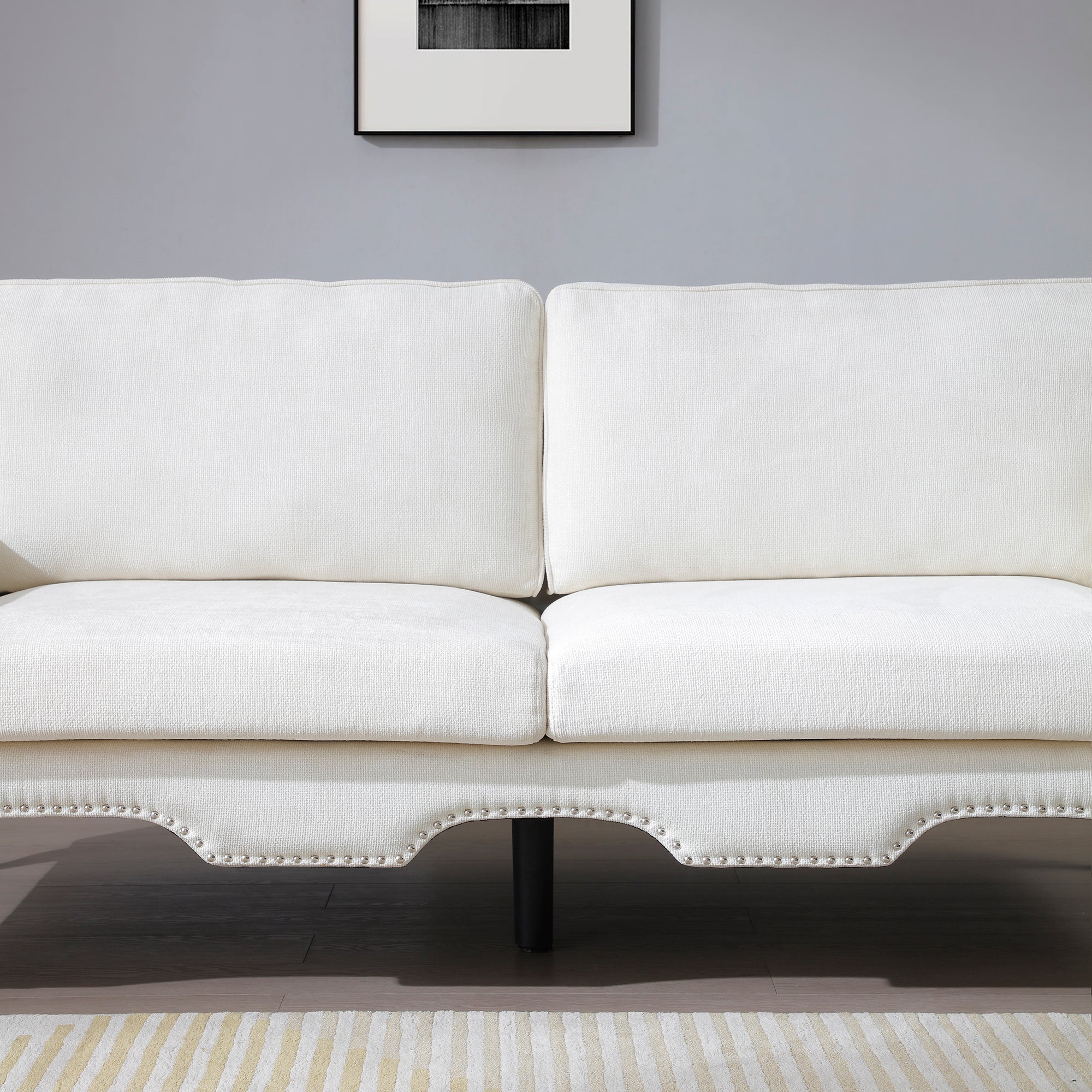 66-Inch Modern Velvet Loveseat Sofa with Wooden Legs & Crystal button and Copper Nail, Tufted Backrest, Perfect for Living Room, Bedroom, or Office (Beige)