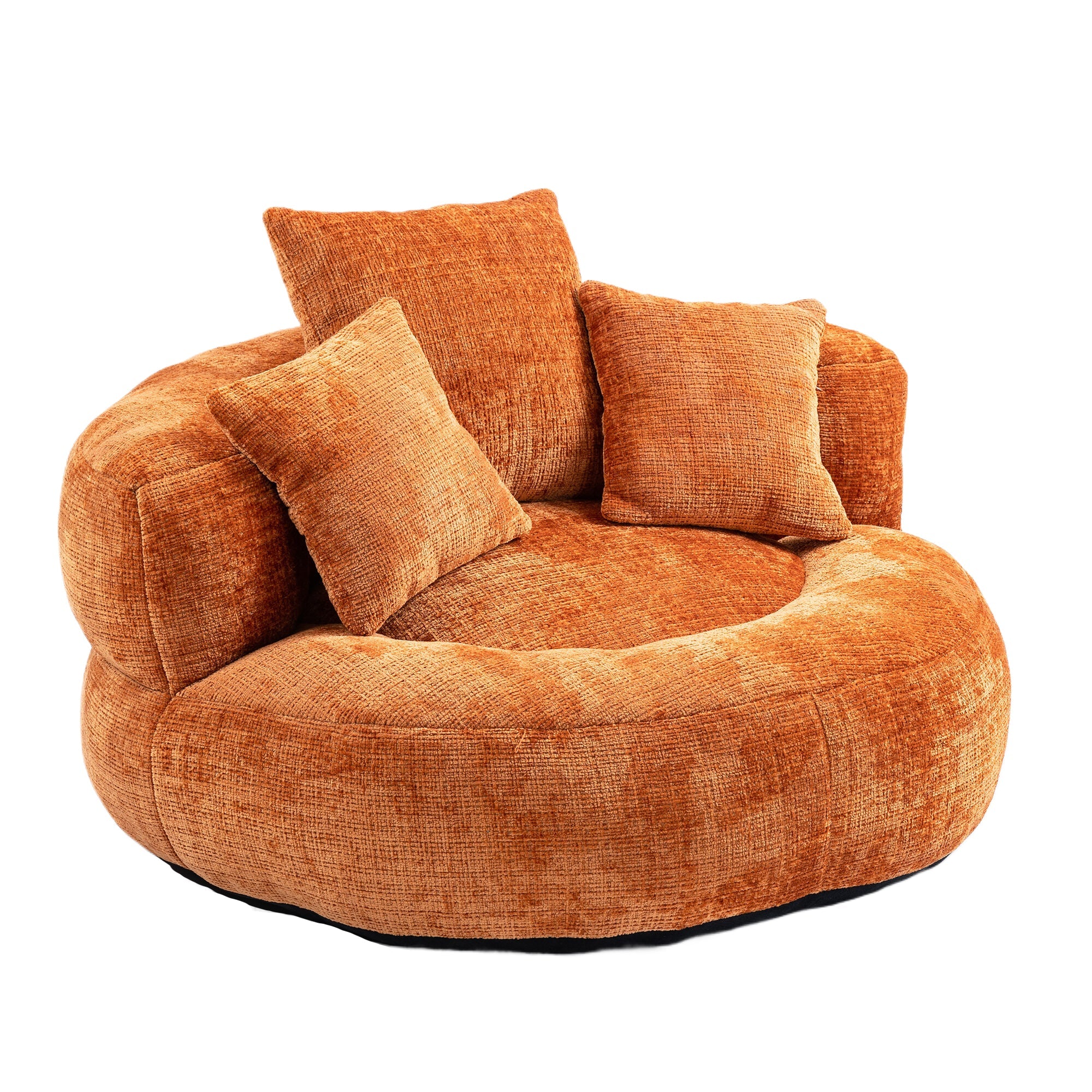 Lazy Sofa Durable Comfort Lounger High Back Bean Bag Chair for Adults and Kids, Indoor & Outdoor, Orange Chenille
