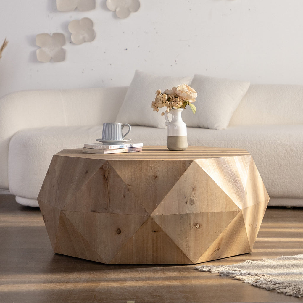 38"Three-dimensional Embossed Pattern Design American Retro Style Coffee Table(Same SKU:W757136671)