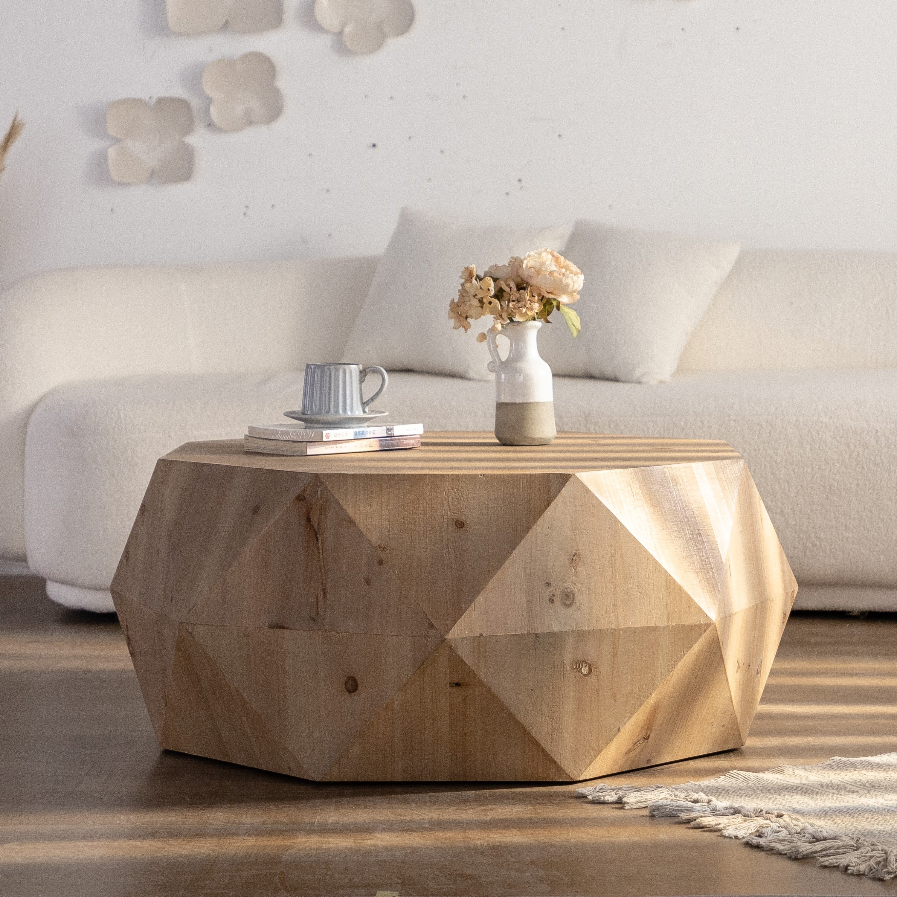 38"Three-dimensional Embossed Pattern Design American Retro Style Coffee Table(Same SKU:W757136671)