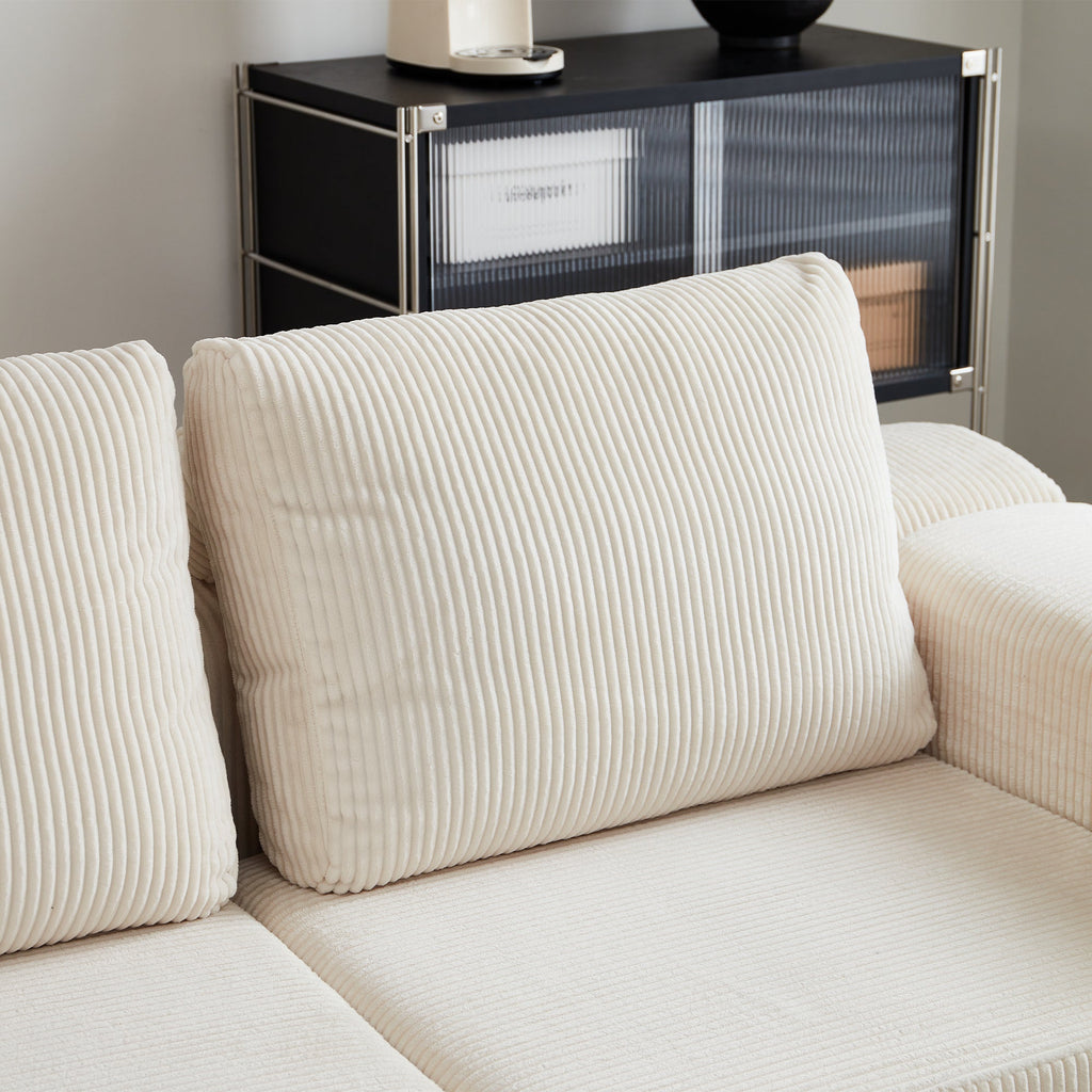 108'' Modular Sectional 3-Seater Cloud Sofa,Corduroy Convertible Sofa Bed