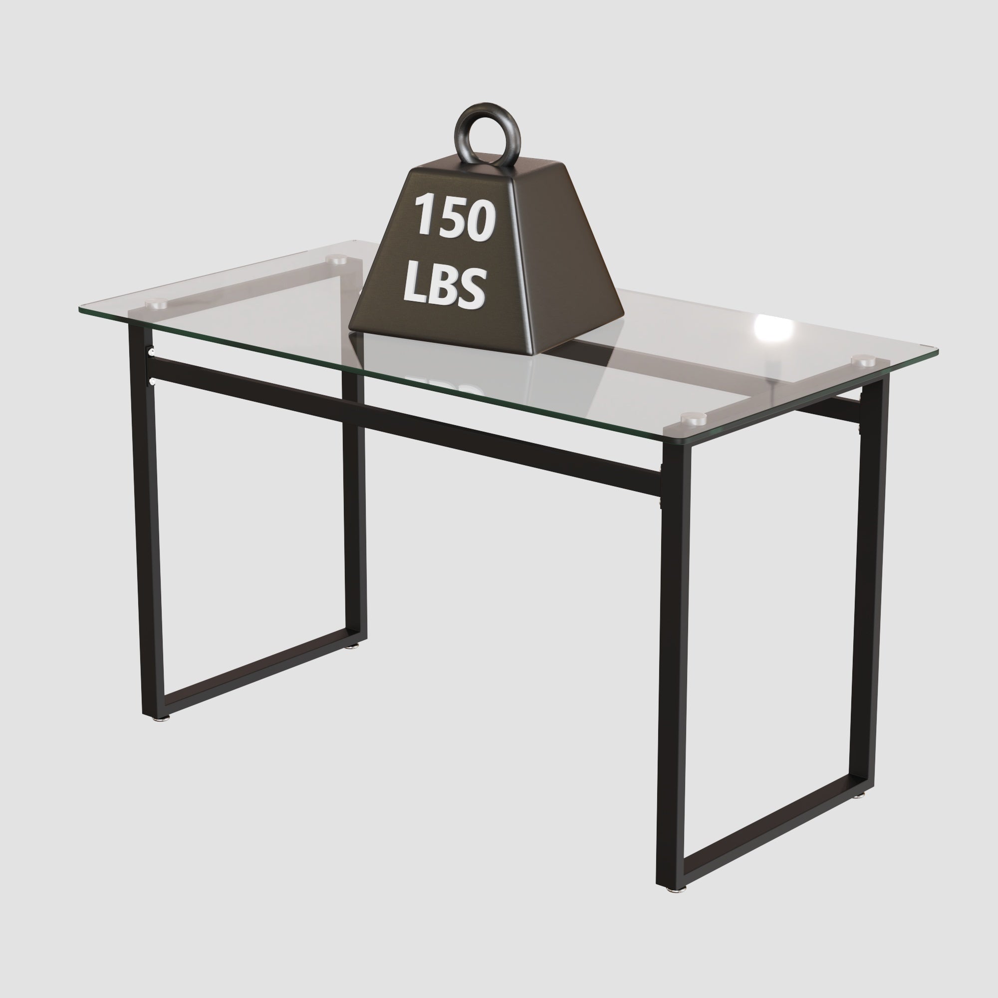 Modern Minimalist Rectangular Glass Dining Table for 4-6 with Tempered Glass Tabletop and Black Chrome Metal Legs