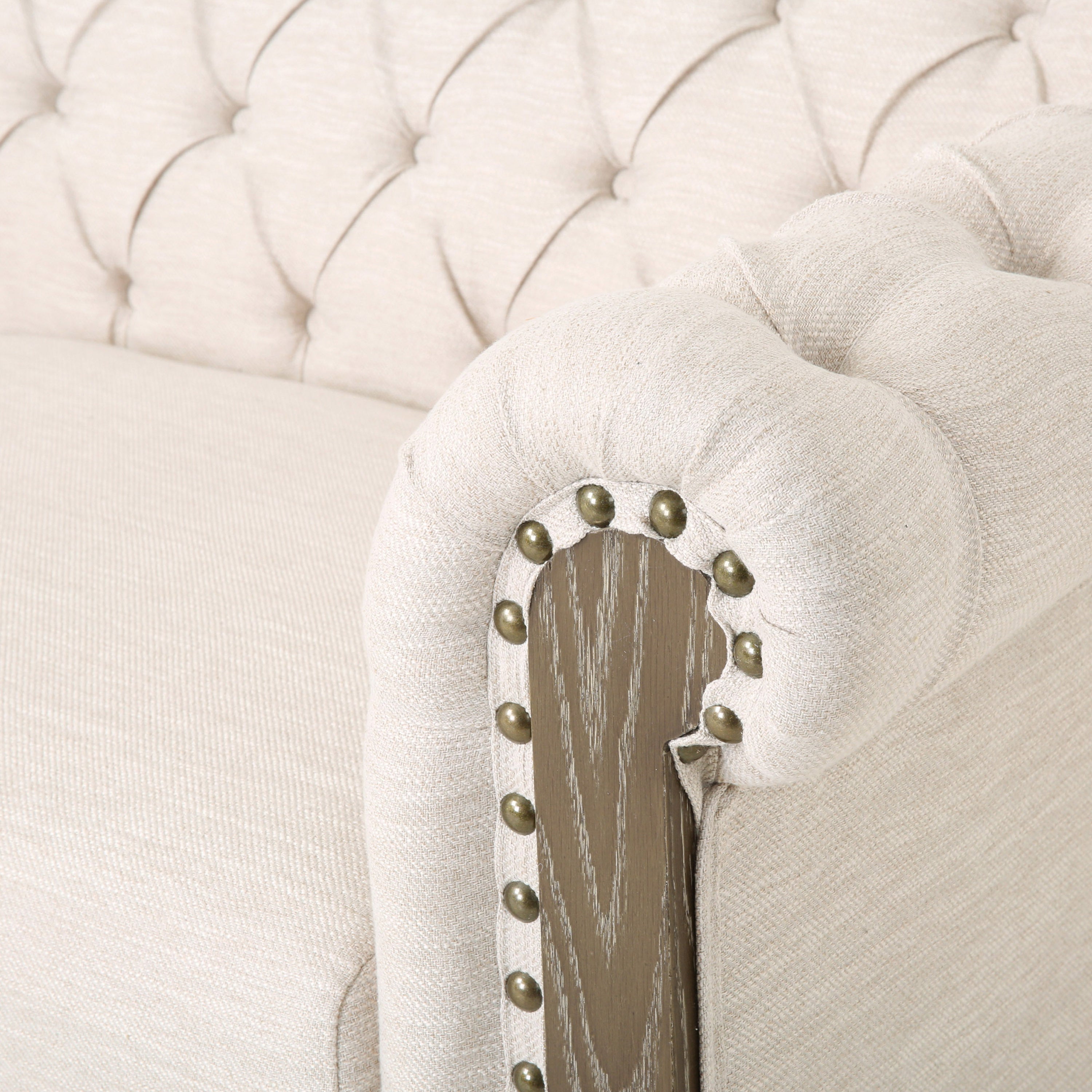 Mirod Retro Style Comfy 3-Seat Sofa with Wooden Legs, Beige Polyester, 78.75'' Wide