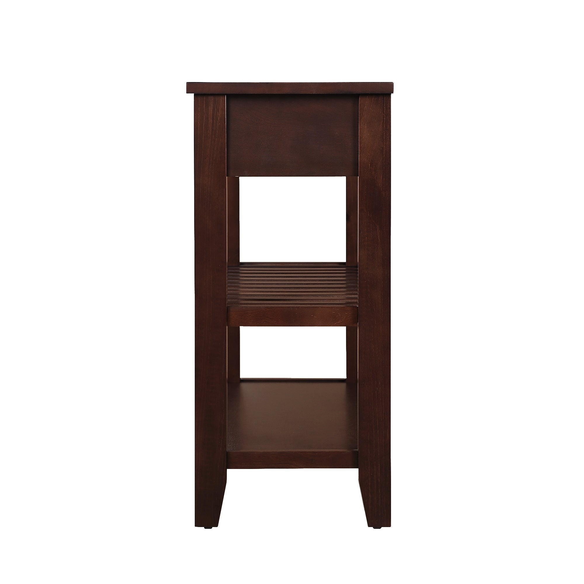 Console Sofa Table with 2 Storage Drawers and 2 Tiers Shelves, Mid-Century Style 42'' Solid Wood Buffet Sideboard for Living Room Furniture Kitchen Dining Room Entryway Hallway, Espresso