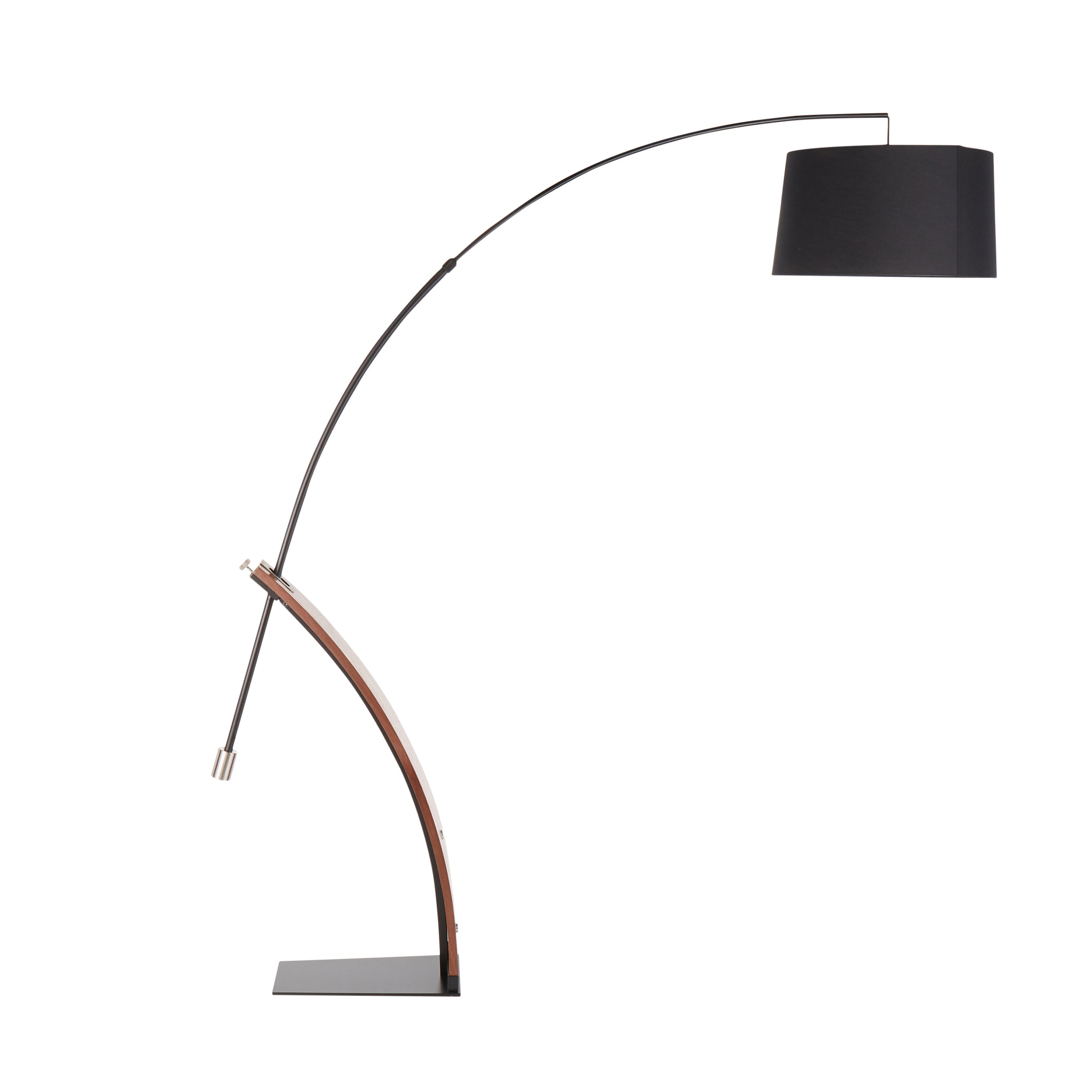 Robyn Mid-Century Modern Floor Lamp in Walnut Wood and Black Linen Shade by LumiSource