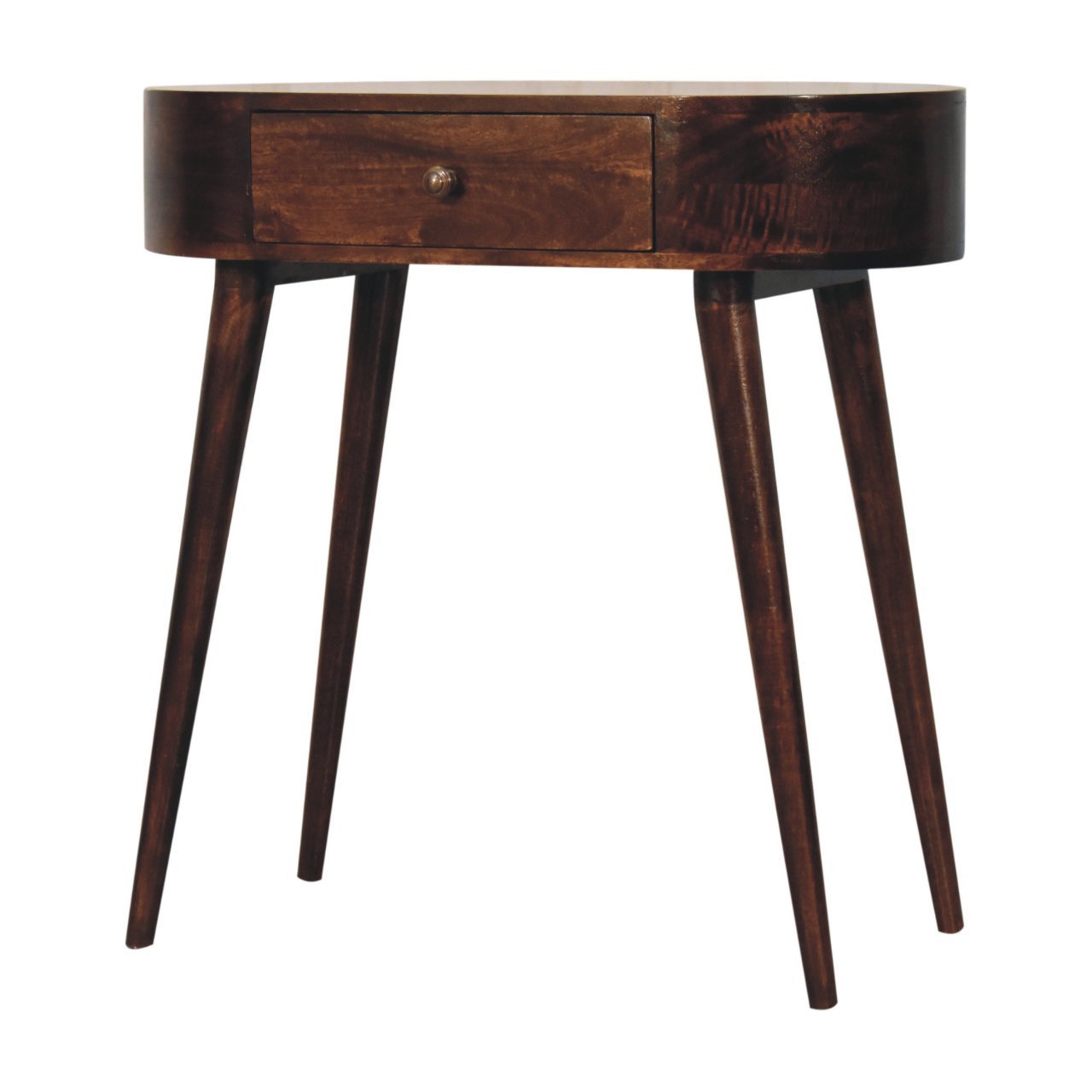 Solid Wood Honey Caramel Rounded Small Console Table