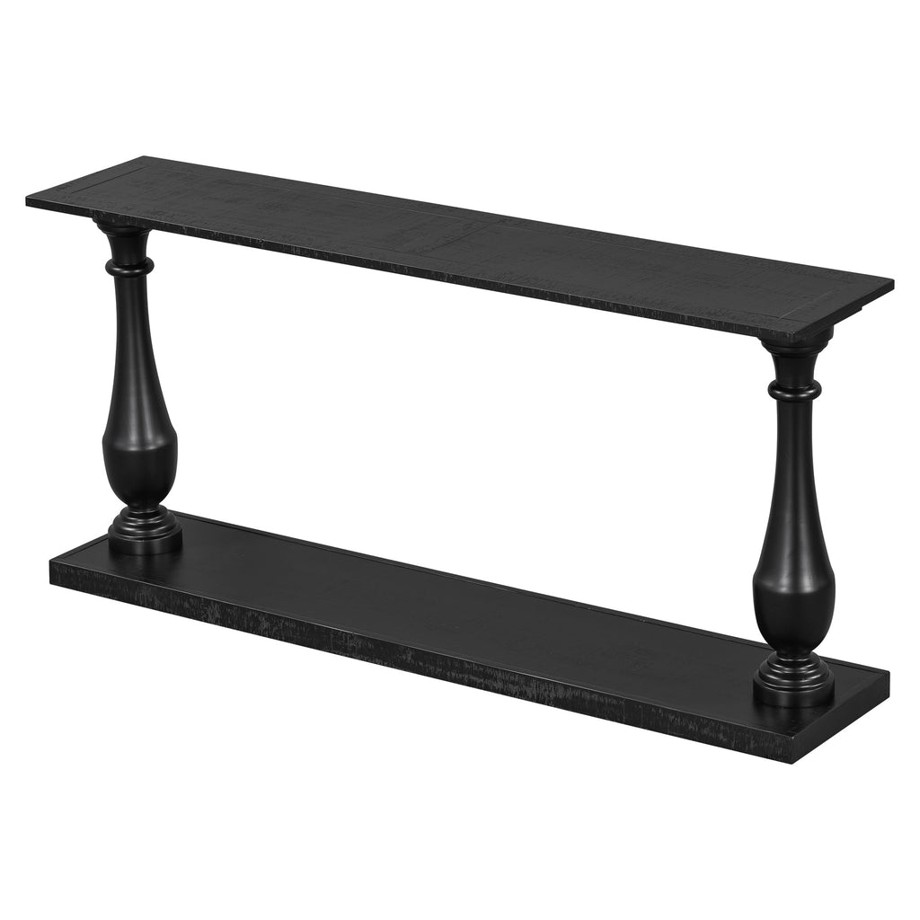 U_STYLE Vintage Sofa Table Console Table with Luxurious Pine Veneer and Elegance Vase-Leg Design,for Living Room Study room Entryway Bedroom