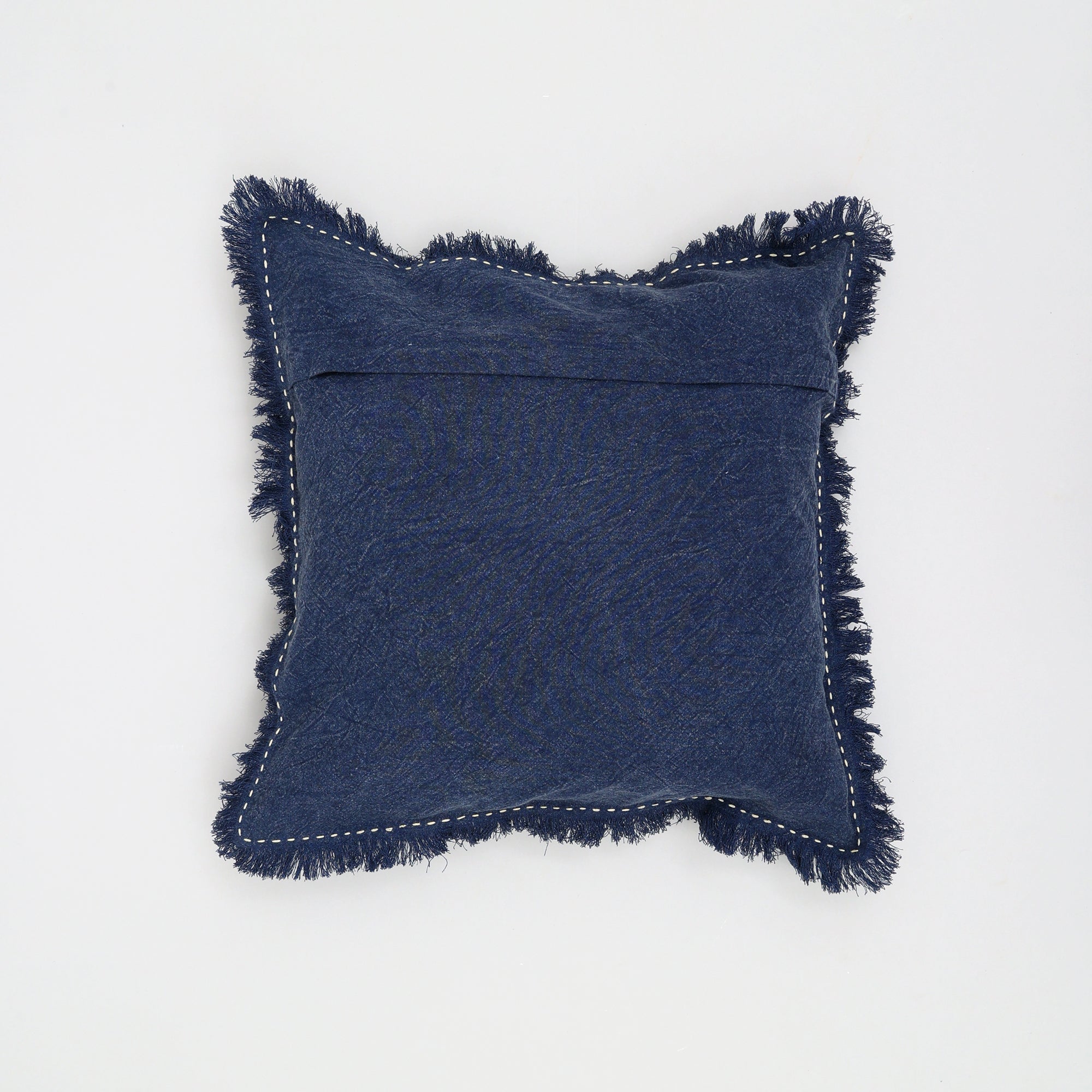 Stonewashed Linen Throw Pillow with Handworked Edges & Fringe -22X22'