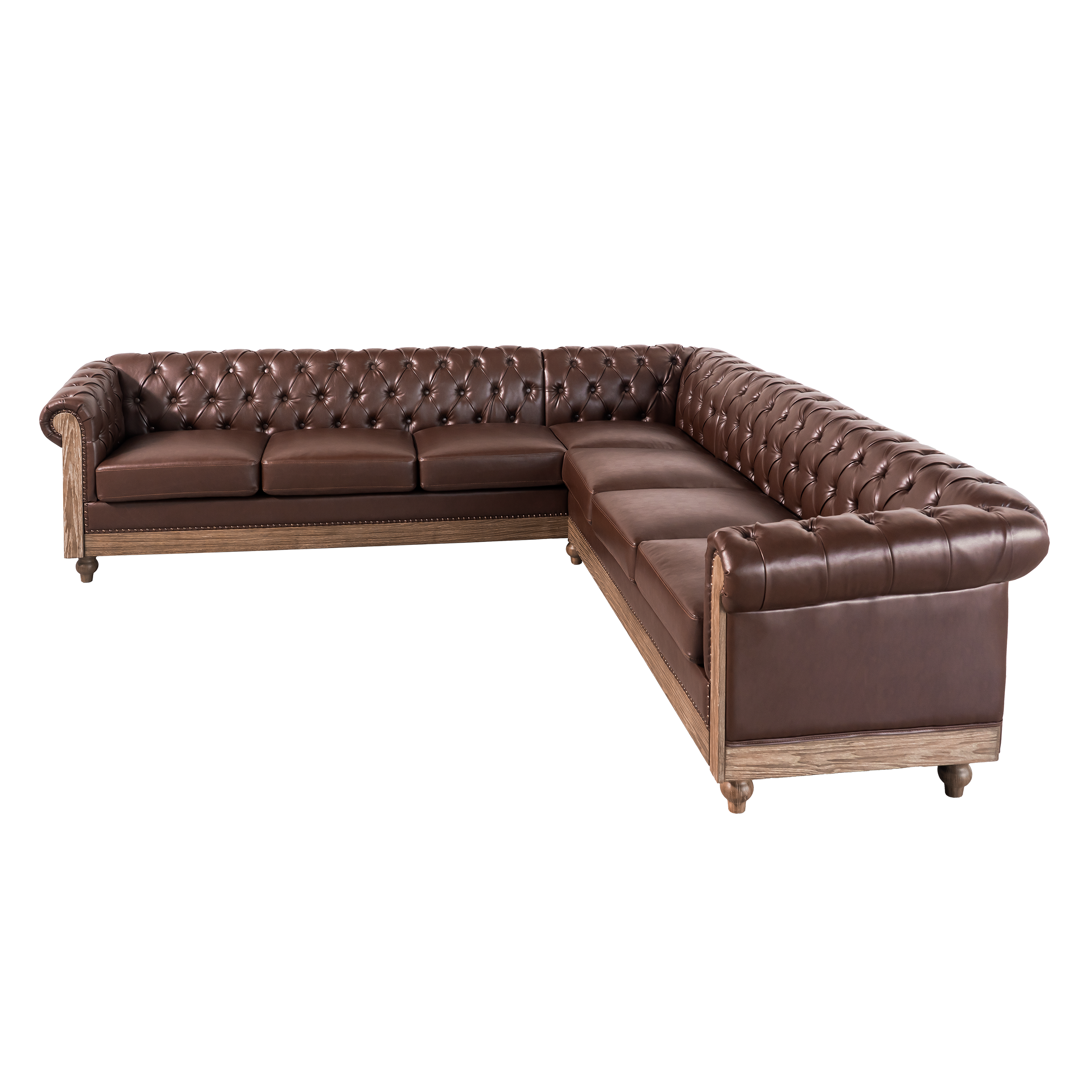 Mirod Comfy Large Sectional Sofa with Wooden Legs, Retro Style for Living Room